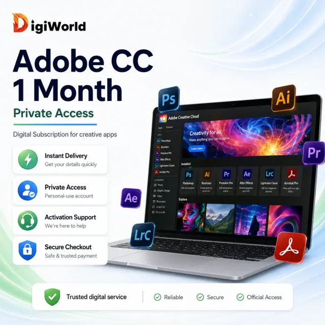 Adobe Creative Cloud All Apps | 1-Month | 4-Month Upgrade to Your Email | 1TB & 4k AI Credits | Instant Email Delivery