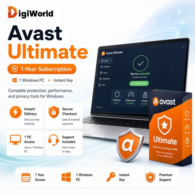 Avast Ultimate 1-Year Subscription | Antivirus, TuneUp & VPN | 1 Windows PC | Instant Key | Instant Email Delivery