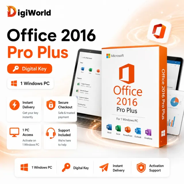 Office 2016 Professional Plus Genuine Key | Lifetime Activation for 1 PC | Instant Email Delivery